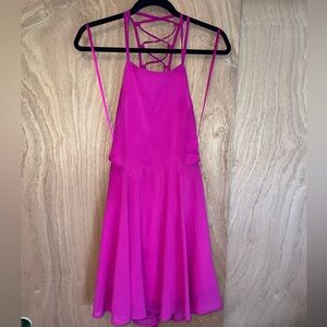 Lulus | pink lace up back mini dress